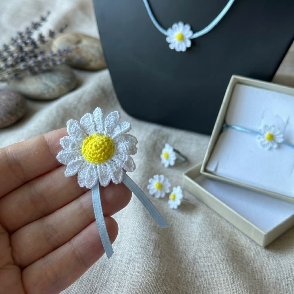 brož na klopu ženicha kopretina